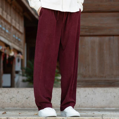 Buddha Stones Fall Winter Casual Minimalist Drawstring Solid Ankle Pants Corduroy Men's Tapered Pants With Pocket - image 14