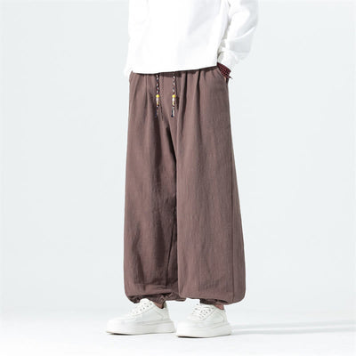 Buddha Stones Spring Summer Casual Minimalist Drawstring Solid Cotton Ankle Pants Men's Tapered Pants With Pockets - image 37