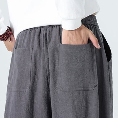 Buddha Stones Spring Summer Casual Minimalist Drawstring Solid Cotton Ankle Pants Men's Tapered Pants With Pockets - image 28