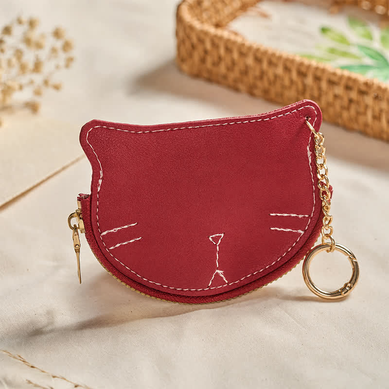 FREE Today: Protection and Happiness Vintage Cat Shape Zipper Leather Charm Purse - Red (Approx. 10 cm × 1.3 cm × 7.4 cm) - image 9