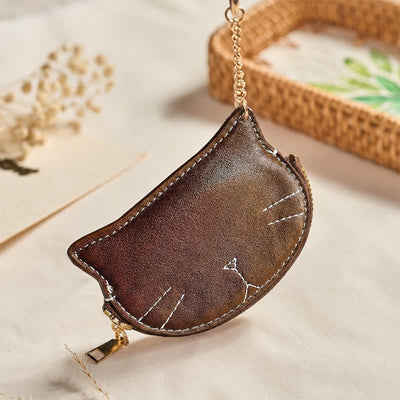 FREE Today: Protection and Happiness Vintage Cat Shape Zipper Leather Charm Purse - image 1