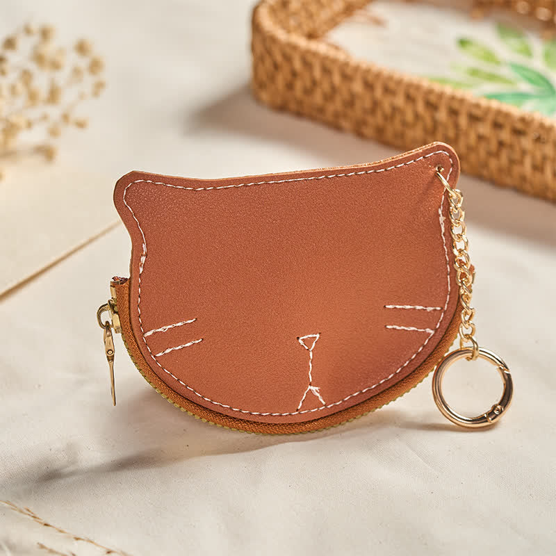FREE Today: Protection and Happiness Vintage Cat Shape Zipper Leather Charm Purse - DarkOrange (Approx. 10 cm × 1.3 cm × 7.4 cm) - image 4
