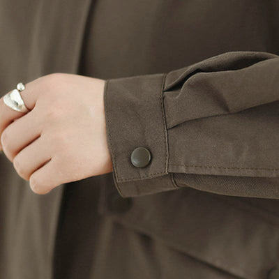 Buddha Stones Spring Fall Retro Minimalist Solid Women's Jacket With Pocket - image 9
