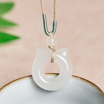 FREE Today: Prosperity and Luck Tianshan Jade Peace Buckle Cat Pendant Necklace - image 2