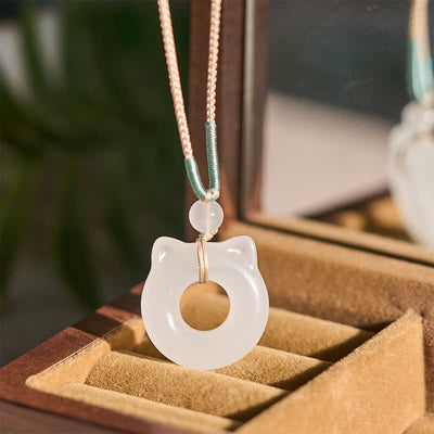 FREE Today: Prosperity and Luck Tianshan Jade Peace Buckle Cat Pendant Necklace - image 4