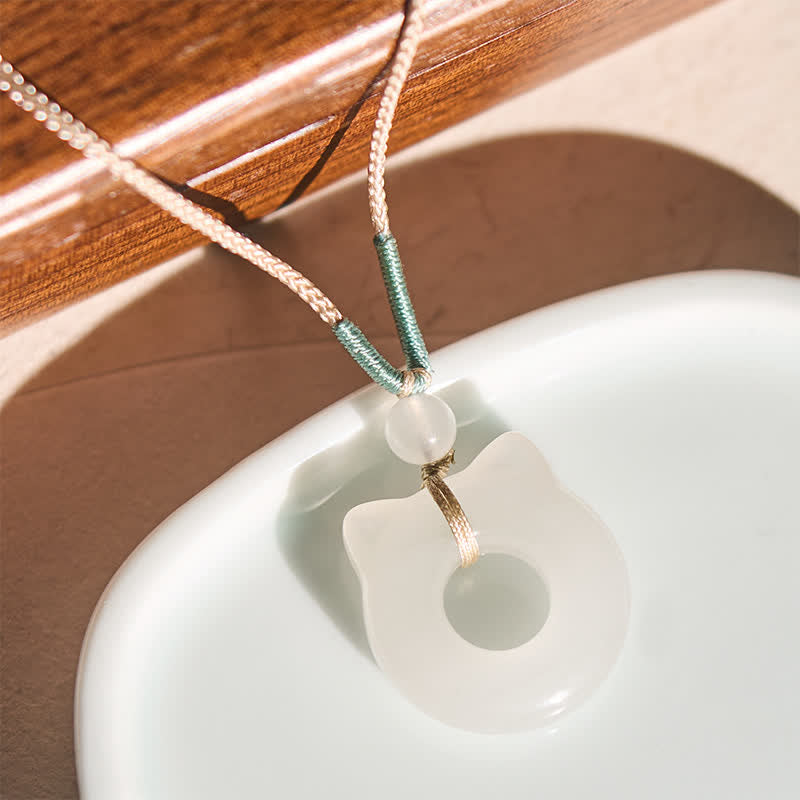 FREE Today: Prosperity and Luck Tianshan Jade Peace Buckle Cat Pendant Necklace - image 3