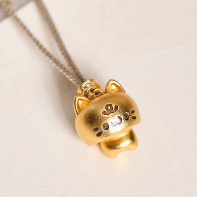 Buddha Stones Gold Plated Copper Cat Charm Healing Necklace - image 3