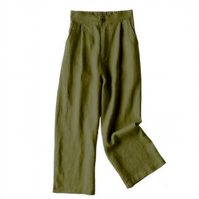 Buddha Stones Commute Solid Color 7-8 Length Women's Wide Leg Pants With Pockets - DarkOliveGreen - US12，UK/AU16，EU44 (3XL) - image 18