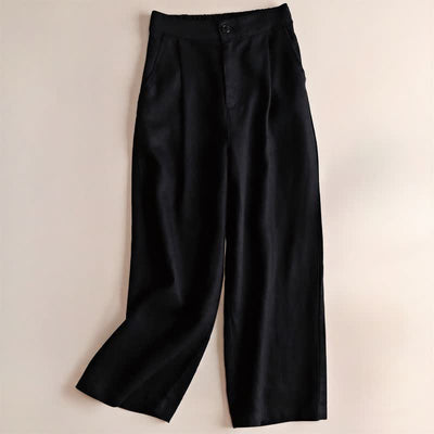 Buddha Stones Commute Solid Color 7-8 Length Women's Wide Leg Pants With Pockets - Black - US12，UK/AU16，EU44 (3XL) - image 11