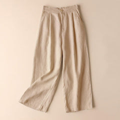 Buddha Stones Commute Solid Color 7-8 Length Women's Wide Leg Pants With Pockets - Bisque - US12，UK/AU16，EU44 (3XL) - image 0