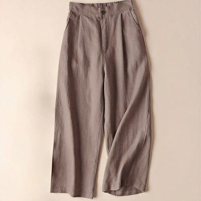 Buddha Stones Commute Solid Color 7-8 Length Women's Wide Leg Pants With Pockets - Tan - US12，UK/AU16，EU44 (3XL) - image 16