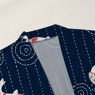 Buddha Stones Cotton Koi Ripple Pattern Open Front Men's Kimono - image 3