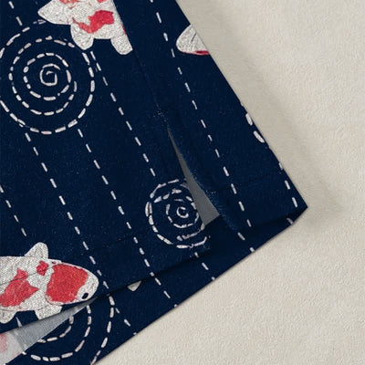 Buddha Stones Cotton Koi Ripple Pattern Open Front Men's Kimono - image 4