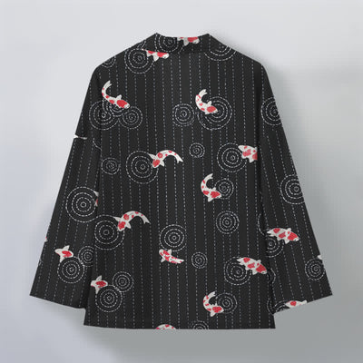 Buddha Stones Cotton Koi Ripple Pattern Open Front Men's Kimono - image 8