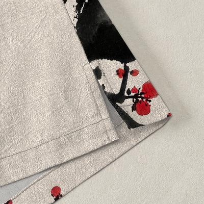 Buddha Stones Cotton Ink Plum Blossom Pattern Open Front Men's Kimono - image 4