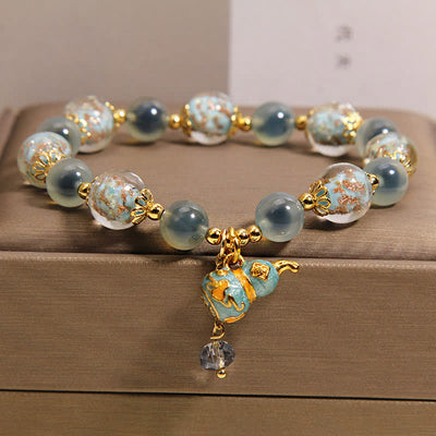 FREE Today: Strength and Harmony Blue Candy Agate Liuli Glass Gourd Charm Bracelet - Candy Agate(Love ♥ Joy) - image 0
