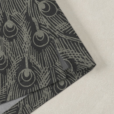 Buddha Stones Cotton Peacock Peony Line Art Pattern Open Front Men's Kimono - image 4