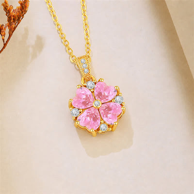 FREE Today: Self Care and Harmonic Connection Copper Pink Clover Inlaid Zircon Necklace - image 1