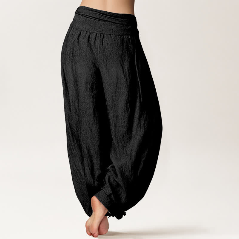 Buddha Stones Pure Cotton Zen Lotus Geometry Pattern Women's Elastic Waist Harem Pants - image 7