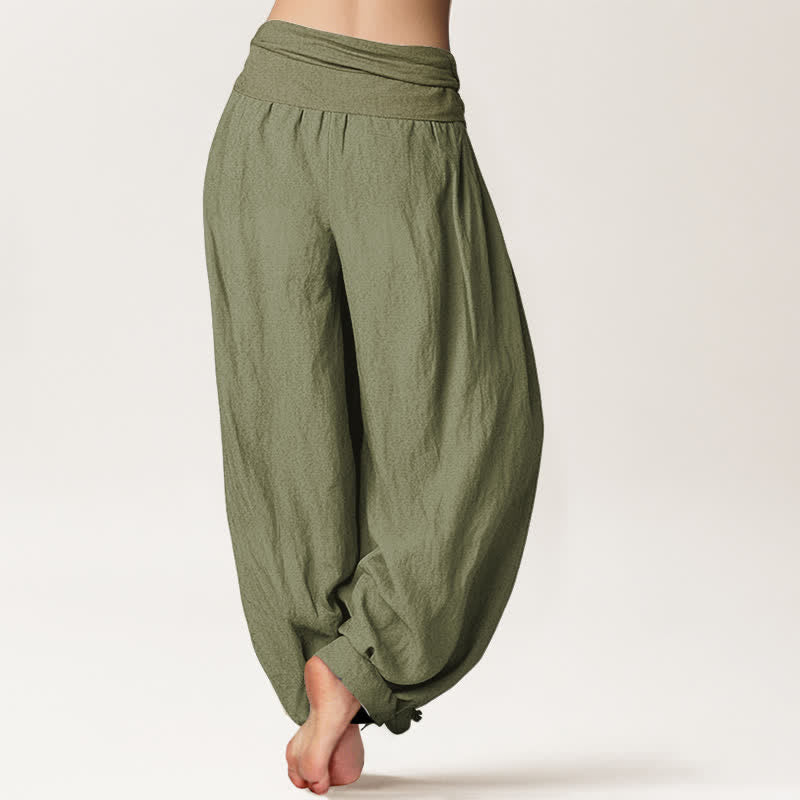 Buddha Stones Pure Cotton Zen Lotus Geometry Pattern Women's Elastic Waist Harem Pants - image 16