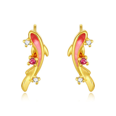 FREE Today: Success and Prosperity Copper Koi Fish 925 Sterling Silver Post Earrings - image 1