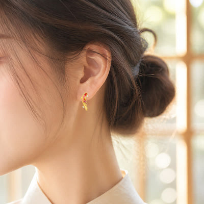FREE Today: Success and Prosperity Copper Koi Fish 925 Sterling Silver Post Earrings - image 3