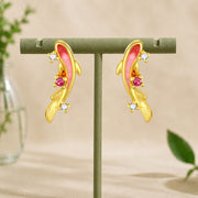 FREE Today: Success and Prosperity Copper Koi Fish 925 Sterling Silver Post Earrings