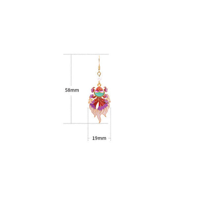 Buddha Stones Retro Copper Koi Fish Wealth Drop Earrings - image 4