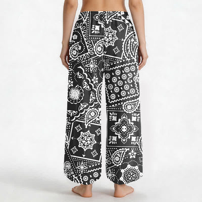 Buddha Stones Cotton Bohemian Paisley Bandana Pattern Women's Elastic Waist Harem Pants With Side Pockets - image 2