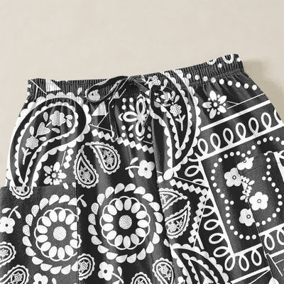 Buddha Stones Cotton Bohemian Paisley Bandana Pattern Women's Elastic Waist Harem Pants With Side Pockets - image 5