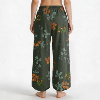 Buddha Stones Cotton Bohemian Botanical Floral Pattern Women's Elastic Waist Harem Pants With Side Pockets - image 9