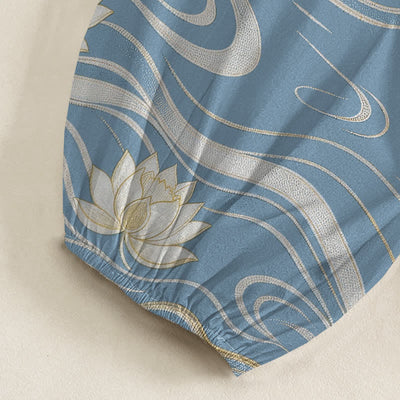 Buddha Stones Cotton Lotus Ripple Pattern Women's Elastic Waist Harem Pants With Side Pockets - image 6