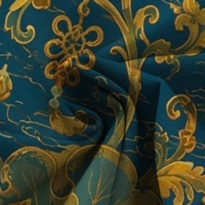 Buddha Stones Cotton Linen Vintage Lotus Floral Pattern Women's Elastic Waist Wide Leg Pants With Pockets - image 3