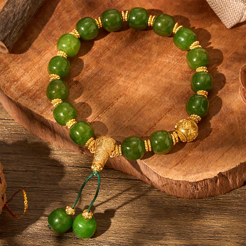 FREE Today: Luck and Harmony Cyan Jade Golden Accent Bracelet - image 8
