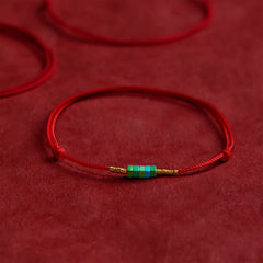 Buddha Stones Ultra-fine Turquoise Square Beads Protection Red Rope Bracelet - Turquoise(Wrist Circumference: 5.9–7.1 in / 15–18 cm) - image 0