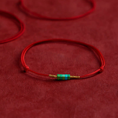 Buddha Stones Ultra-fine Turquoise Square Beads Protection Red Rope Bracelet - Turquoise(Wrist Circumference: 5.9–7.1 in / 15–18 cm) - image 0