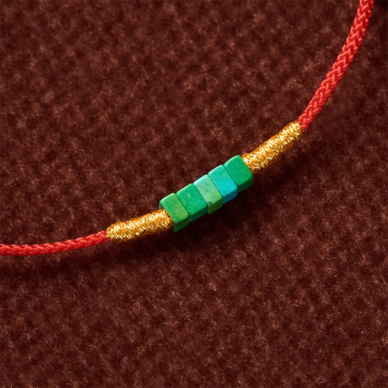 FREE Today: Protection and Strength Ultra-fine Turquoise Square Beads Red Rope Bracelet - image 9