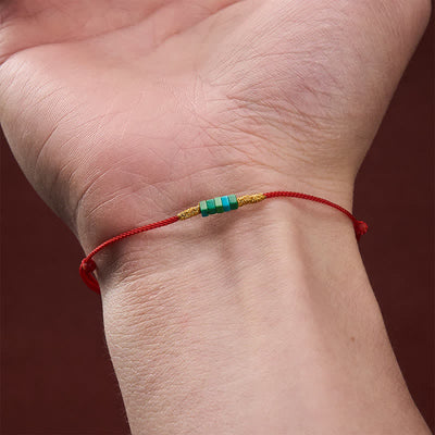 FREE Today: Protection and Strength Ultra-fine Turquoise Square Beads Red Rope Bracelet - image 4