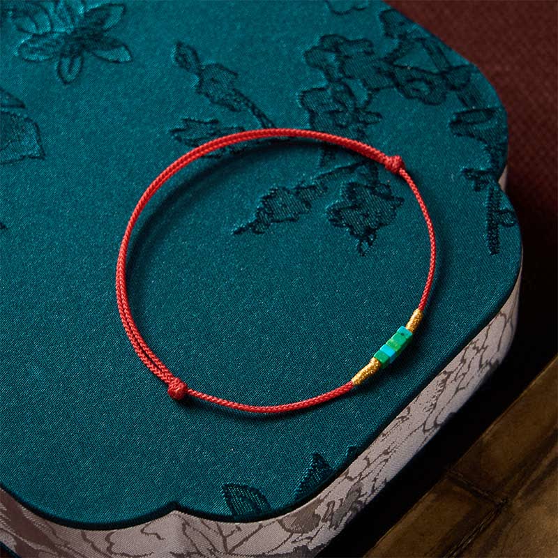 FREE Today: Protection and Strength Ultra-fine Turquoise Square Beads Red Rope Bracelet - image 8