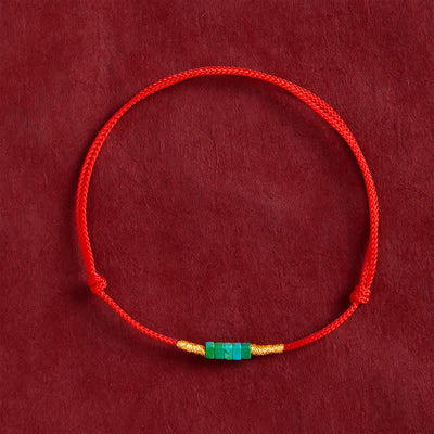 FREE Today: Protection and Strength Ultra-fine Turquoise Square Beads Red Rope Bracelet - image 1