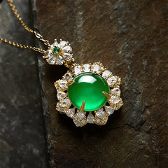 Buddha Stones Round Green Jade Abundance Pendant Necklace - Jade(Luck♥Protection) - image 0