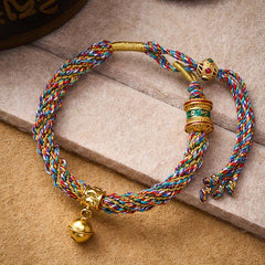 FREE Today: Tibetan Om Mani Padme Hum Strength Bell Charm Multicolor Braided Rope Bracelet - Multicolor(Wrist Circumference: 5.9–6.7 in / 15–17 cm) - image 0