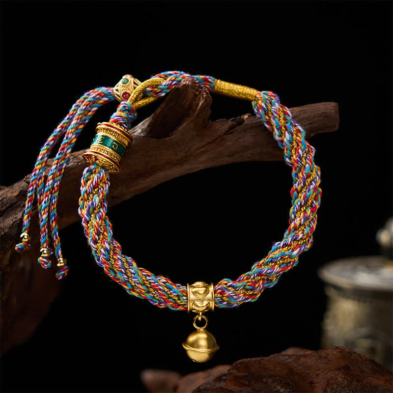 FREE Today: Tibetan Om Mani Padme Hum Strength Bell Charm Multicolor Braided Rope Bracelet - image 1