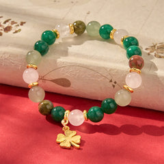 Buddha Stones Green Aventurine Four-leaf Clover Luck Round Beaded Bracelet - Green Aventurine(Luck ♥ Positivity) - image 0