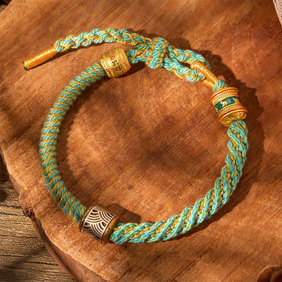 Buddha Stones Hand-Woven Om Mani Padme Hum Five Elements Wuxing Wisdom Tibetan Braided Bracelet - image 27