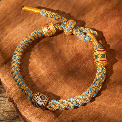 Buddha Stones Hand-Woven Om Mani Padme Hum Five Elements Wuxing Wisdom Tibetan Braided Bracelet - image 32