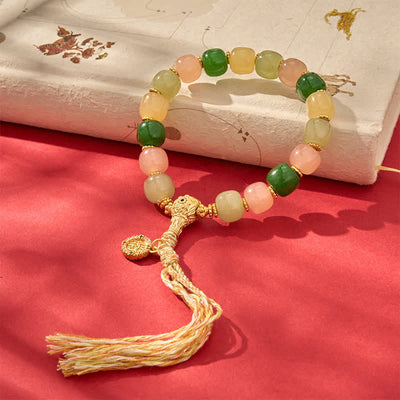 Buddha Stones Cyan Jade Quartzite Jade Harmony Rounded Rectangle Bead Bracelet - image 7