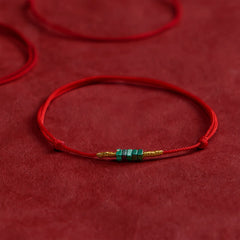 Buddha Stones Natural Ultra-fine Malachite Beads Luck Protection Braided Red Rope Bracelet - Malachite(Wrist Circumference 5.9–6.7 in / 15–17 cm) - image 0