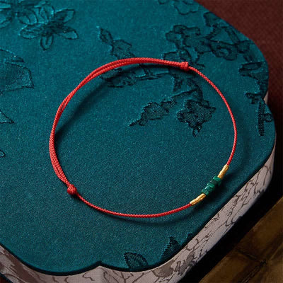 Buddha Stones Natural Ultra-fine Malachite Beads Luck Protection Braided Red Rope Bracelet - image 8