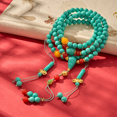 Buddha Stones Turquoise Tibetan Round 108 Beads Strength Mala - Turquoise(Protection♥Communication) - image 0